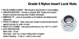Grade 5 Nylon Insert Lock Nuts