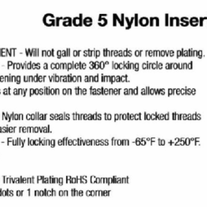Grade 5 Nylon Insert Lock Nuts