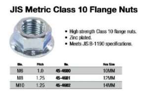 JIS Metric Class 10 Flange Nuts
